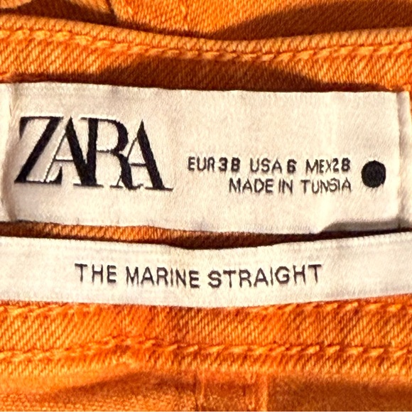 Zara women’s high rise wide leg pants burnt orange denim frayed hem size 6 - Picture 4 of 11